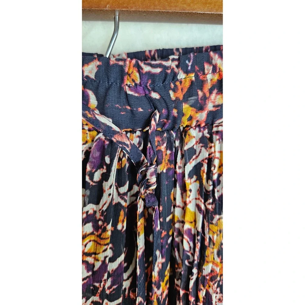 Liz Claiborne Womens XL Floral Chiffon Midi Skirt Elastic Waist Purple Orange‎